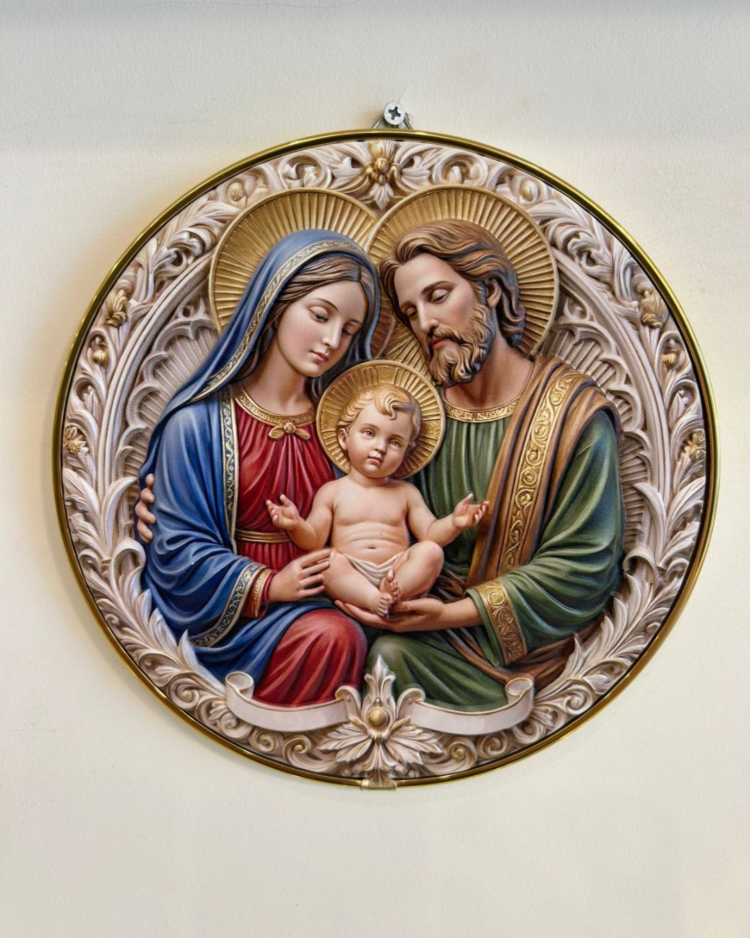 Quadro Sagrada Família Relevo em Resina