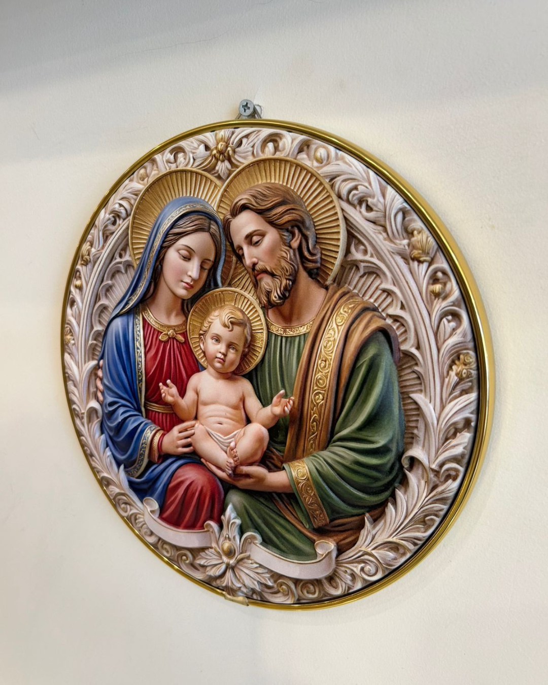 Quadro Sagrada Família Relevo em Resina