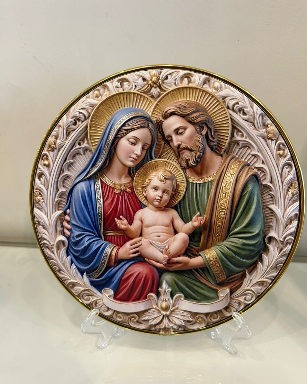 Quadro Sagrada Família Relevo em Resina
