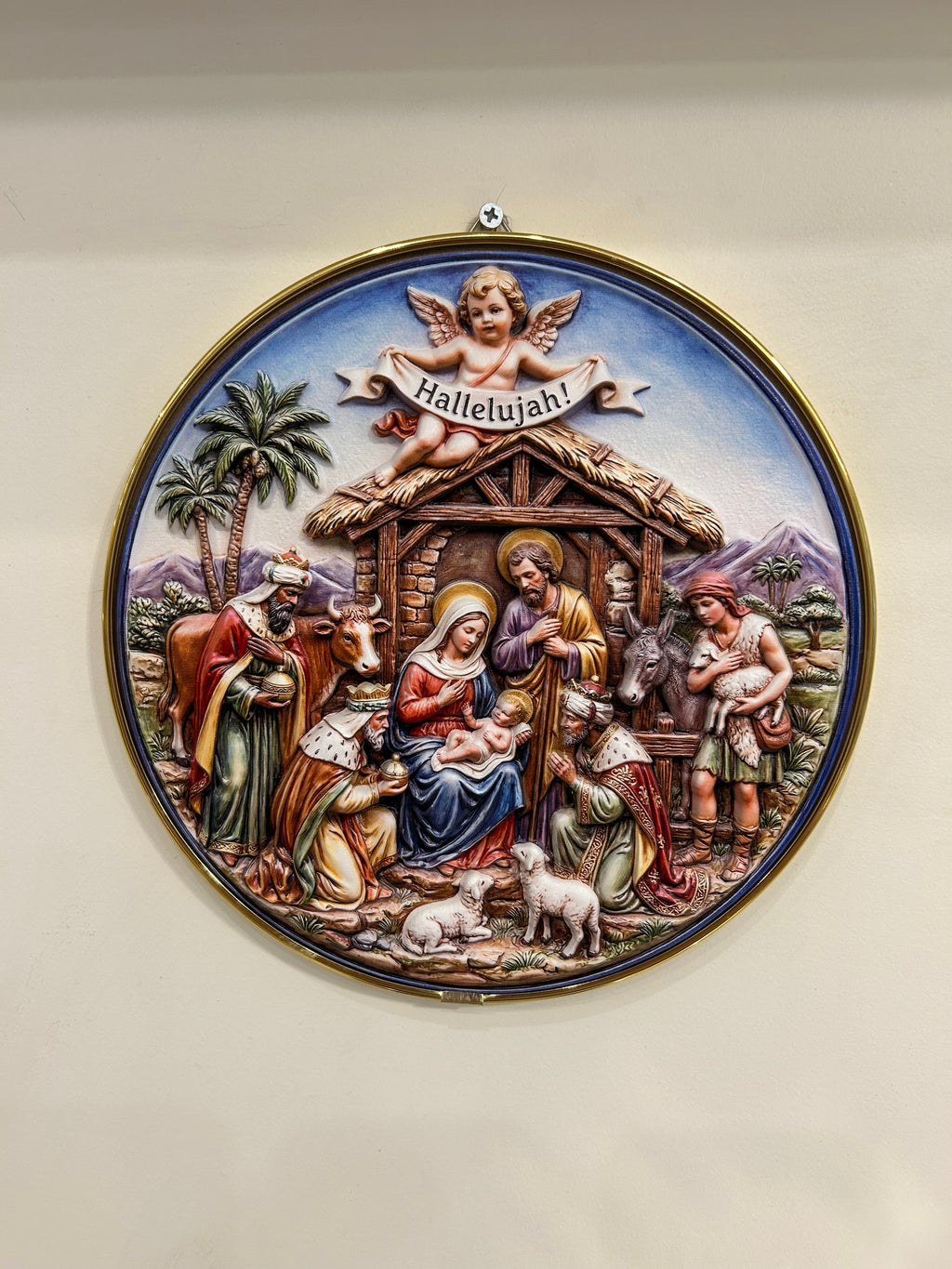 Quadro Presépio Natalino Relevo em Resina